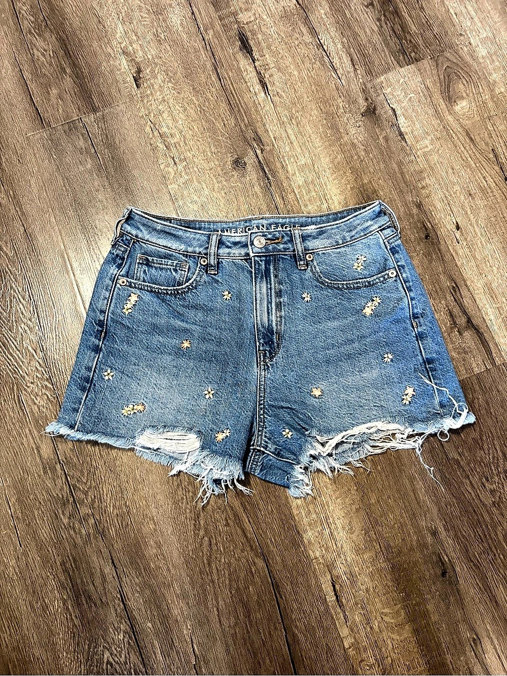 American Eagle Distressed Denim Jean Shorts Blue Size 4